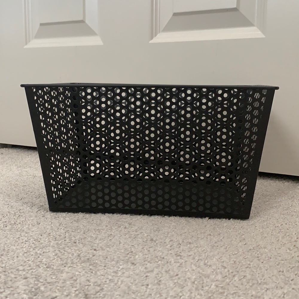 Small black storage bin